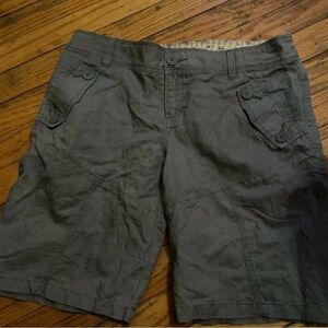 Free People Linen Blend Button Tab Hem Size 8 BLUE